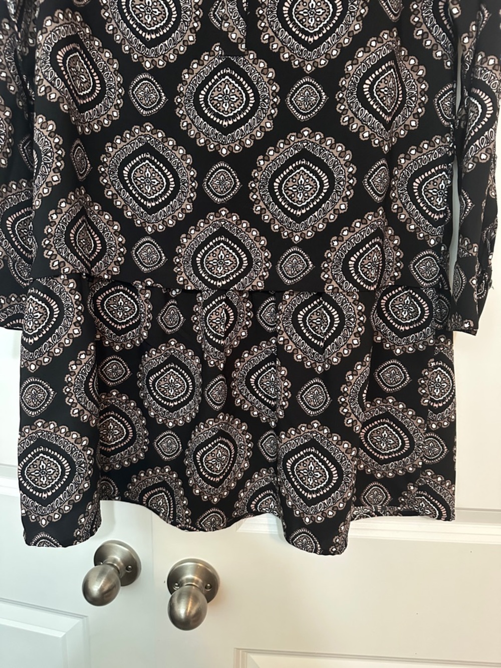 Excellent condition Loft size Small Black medallion print drop waist dress. - Picture 4 of 5